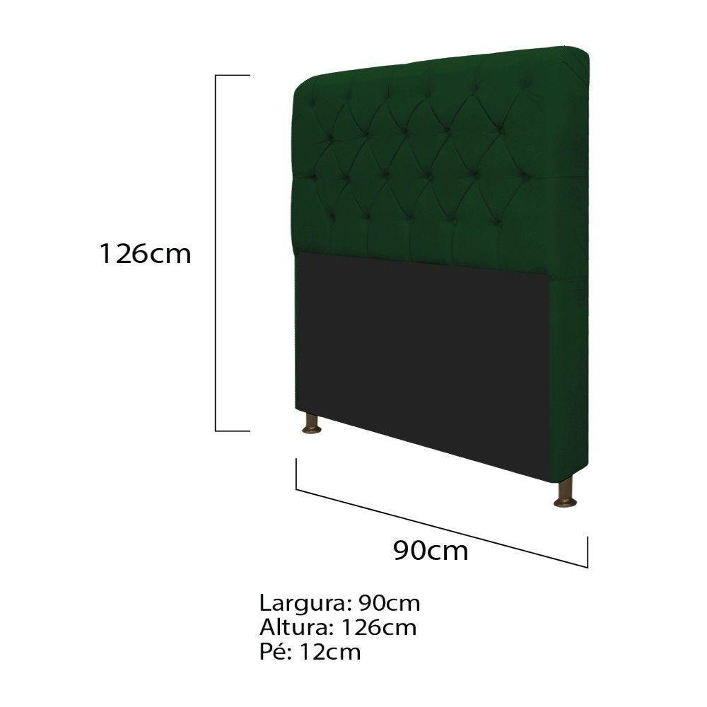Kit Cabeceira Lady Recamier Ari 90cm Solteiro Verde - 3