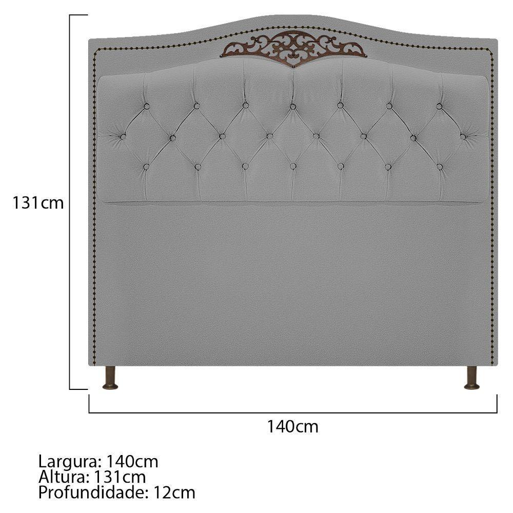 Kit Cabeceira Calçadeira Yasmim 140cm Casal Cinza - 3