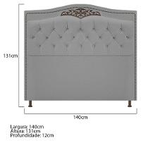 Kit Cabeceira Calçadeira Yasmim 140cm Casal Cinza