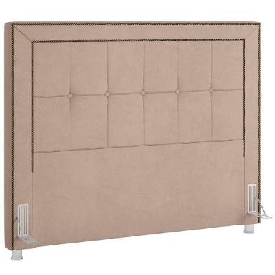 Cabeceira Cama Box Casal King 195cm P05 Atenas Veludo Bege