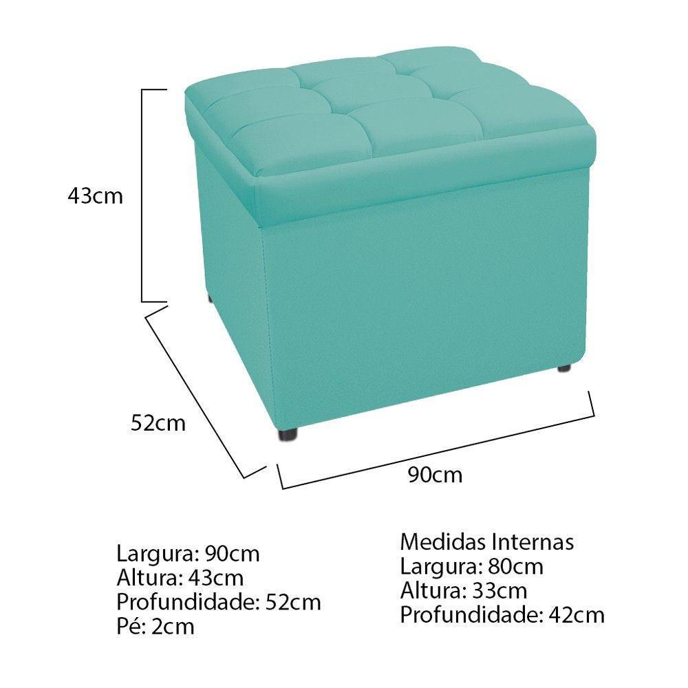 Kit Cabeceira Calçadeira Copenhague 90cm Solteiro Azul - 5