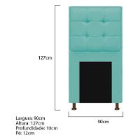 Kit Cabeceira Calçadeira Copenhague 90cm Solteiro Azul - 6