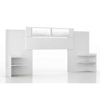 Cabeceira Cama Box Madeirado Solteiro/Casal/Queen Mila Extensível c/ Espelho Branco - Panan - 1