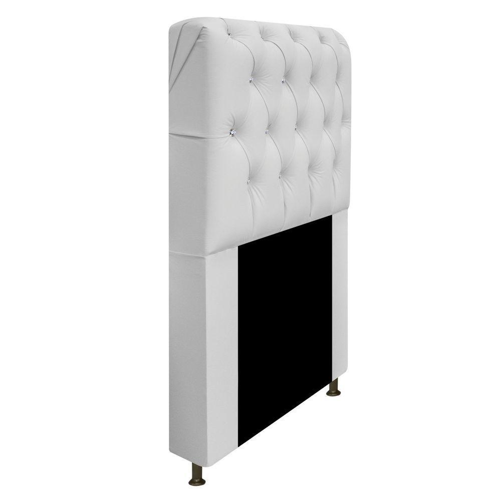 Cabeceira Solteiro Lady A05 C/ Strass 90 Cm Corano Branco - 1