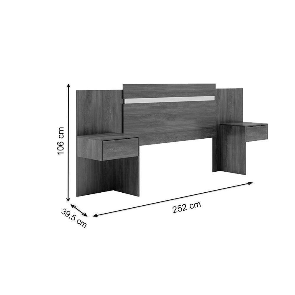 Cabeceira Cama Box Madeirado Casal/Queen Urban c/ 2 Gavetas Noce/Off White - Carraro - 3