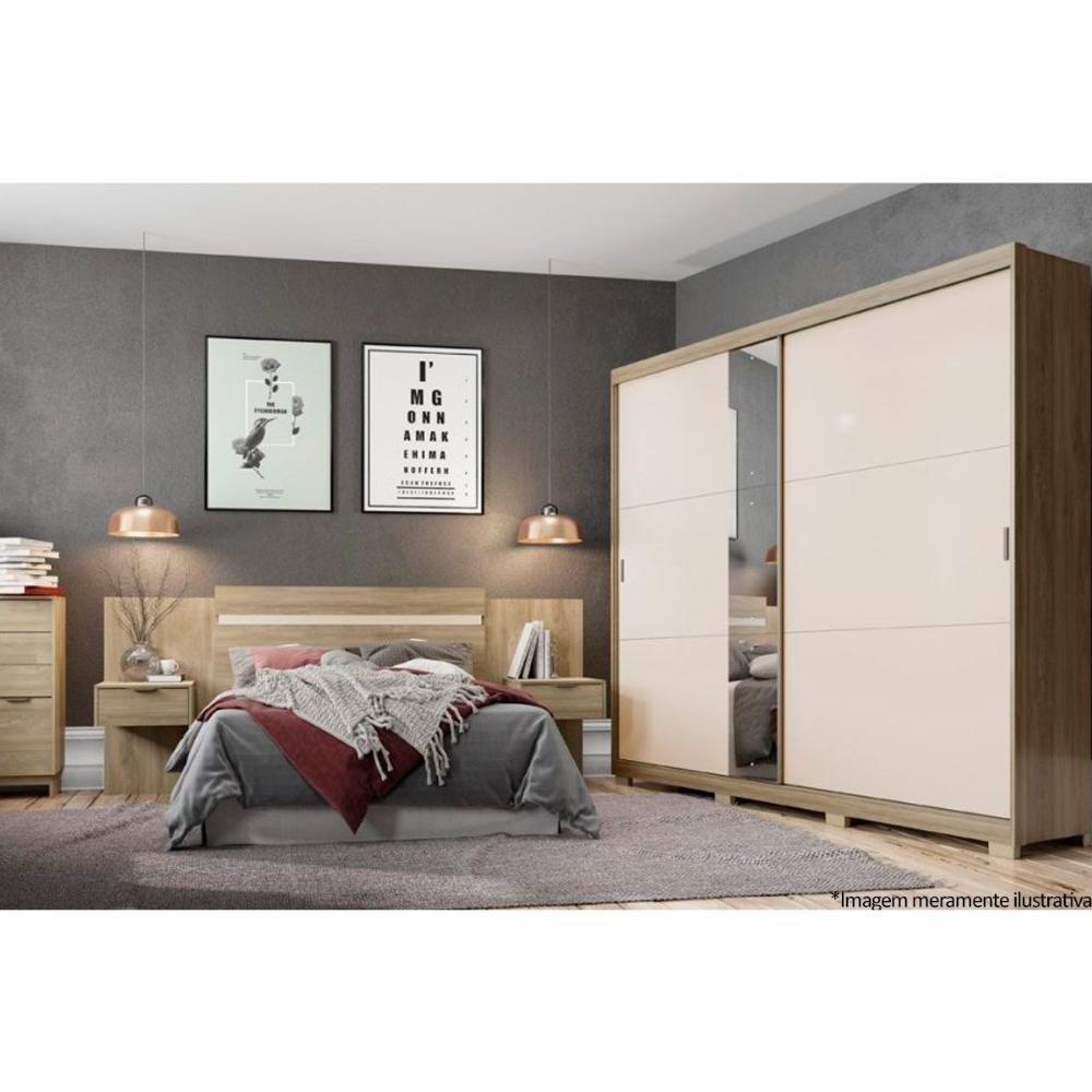 Cabeceira Cama Box Madeirado Casal/Queen Urban c/ 2 Gavetas Noce/Off White - Carraro - 4