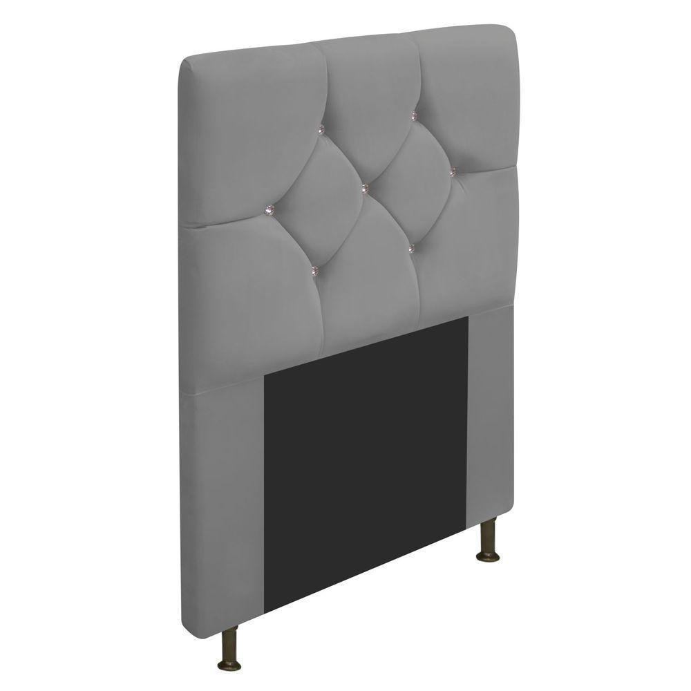Cabeceira Solteiro França A05 C/ Strass 90 Cm Cinza - 1