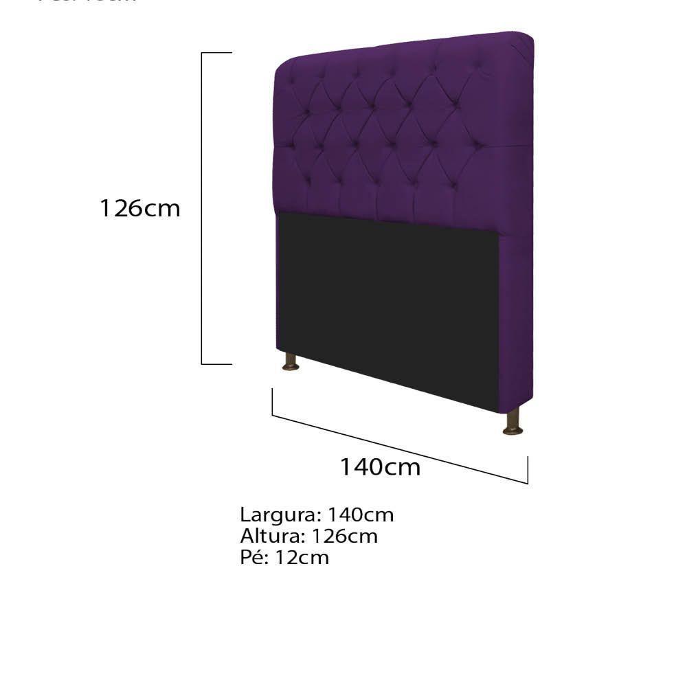 Kit Cabeceira Lady Recamier Félix 140cm Casal Roxo - 3