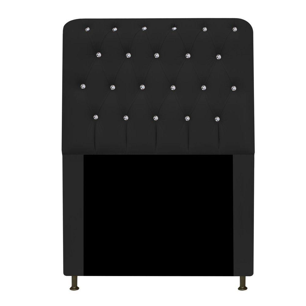 Cabeceira Solteiro Lady A05 C/ Strass 90 Cm Corano Preto - 3