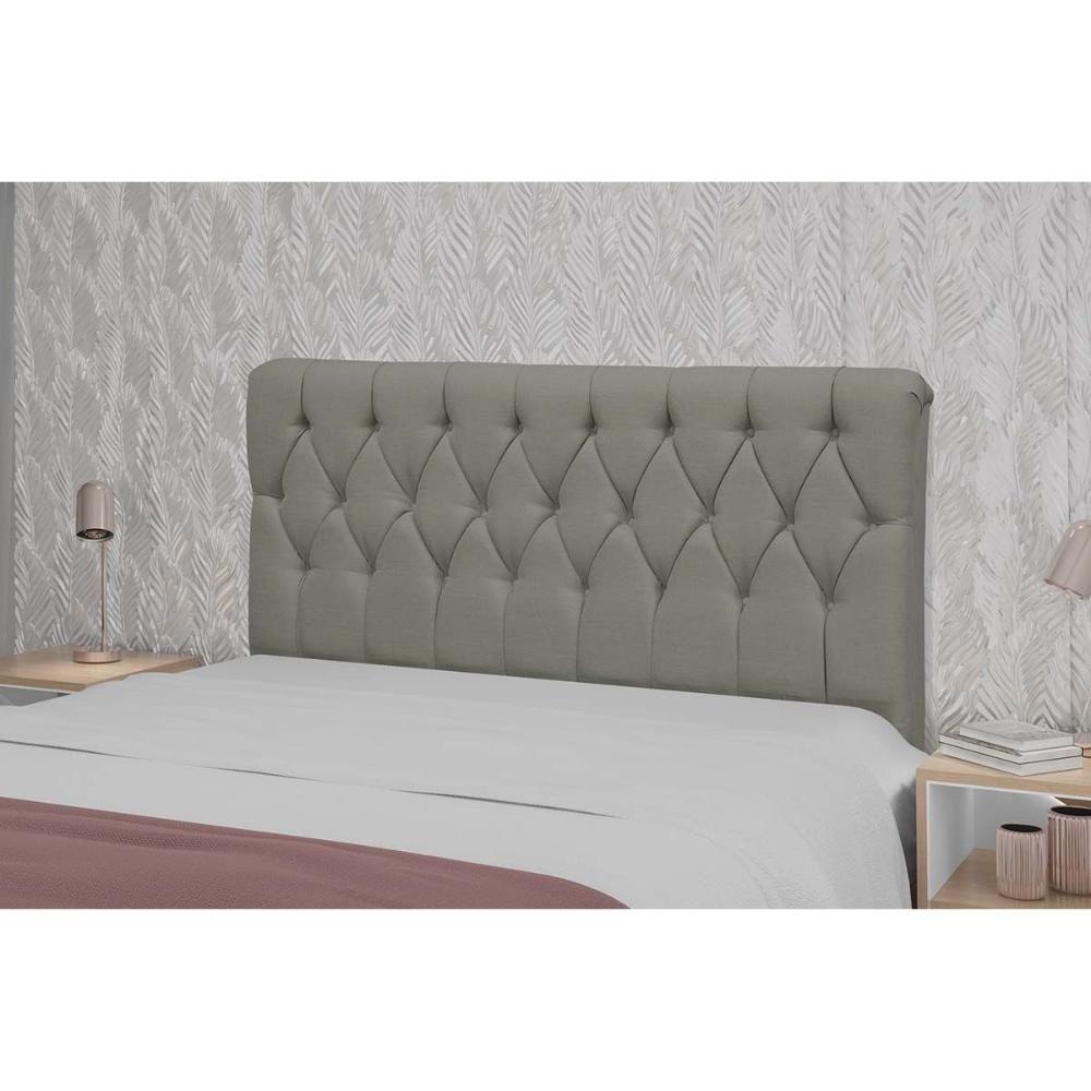 Painel de Cama Box Estofada Cabeceira Viena Plus Queen 160 Veludo Cinza - Simbal - 1