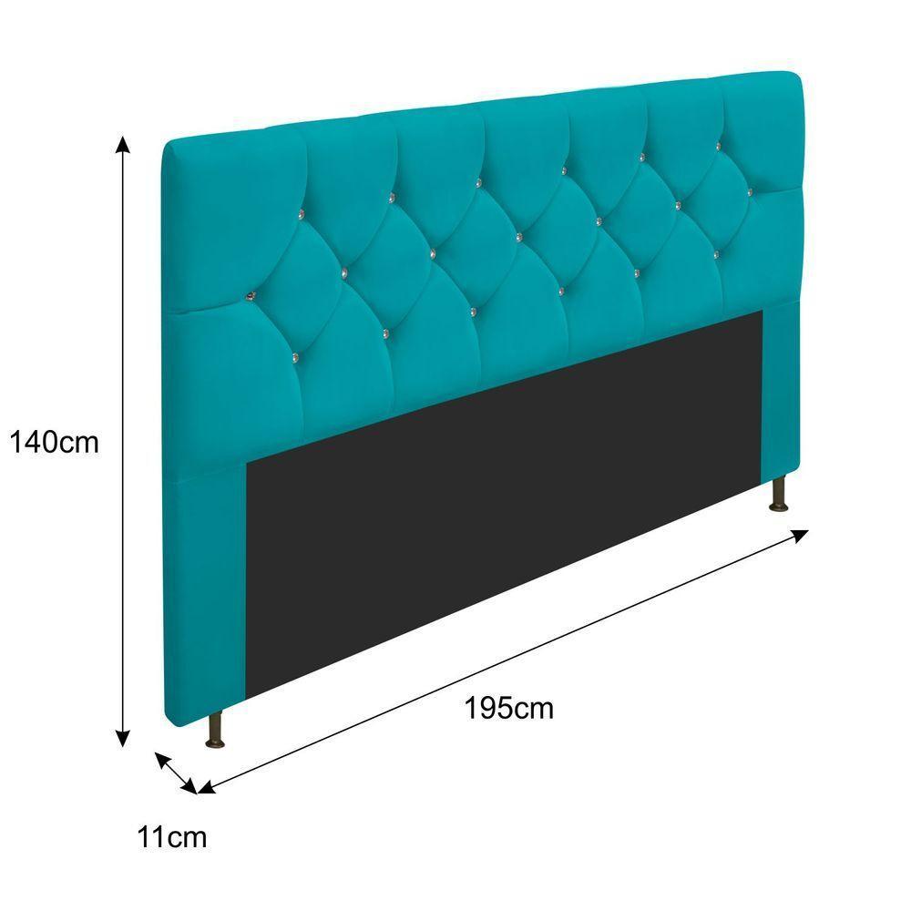 Cabeceira King França A05 C/ Strass 195 Cm Azul Turquesa - 2