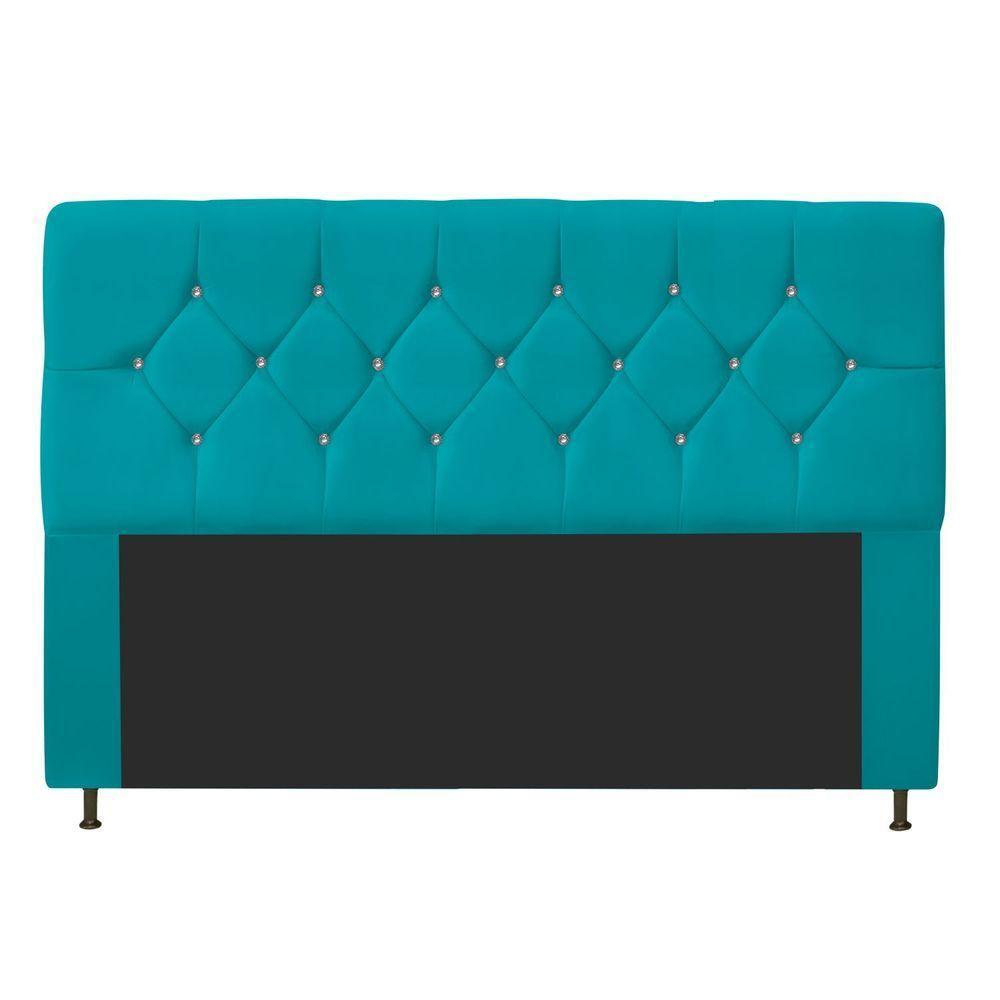 Cabeceira King França A05 C/ Strass 195 Cm Azul Turquesa - 3
