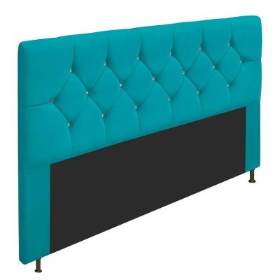 Cabeceira King França A05 C/ Strass 195 Cm Azul Turquesa