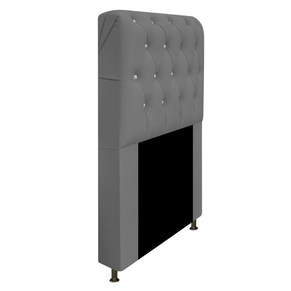 Cabeceira Solteiro Lady A05 C/ Strass 90 Cm Corano Cinza - 1