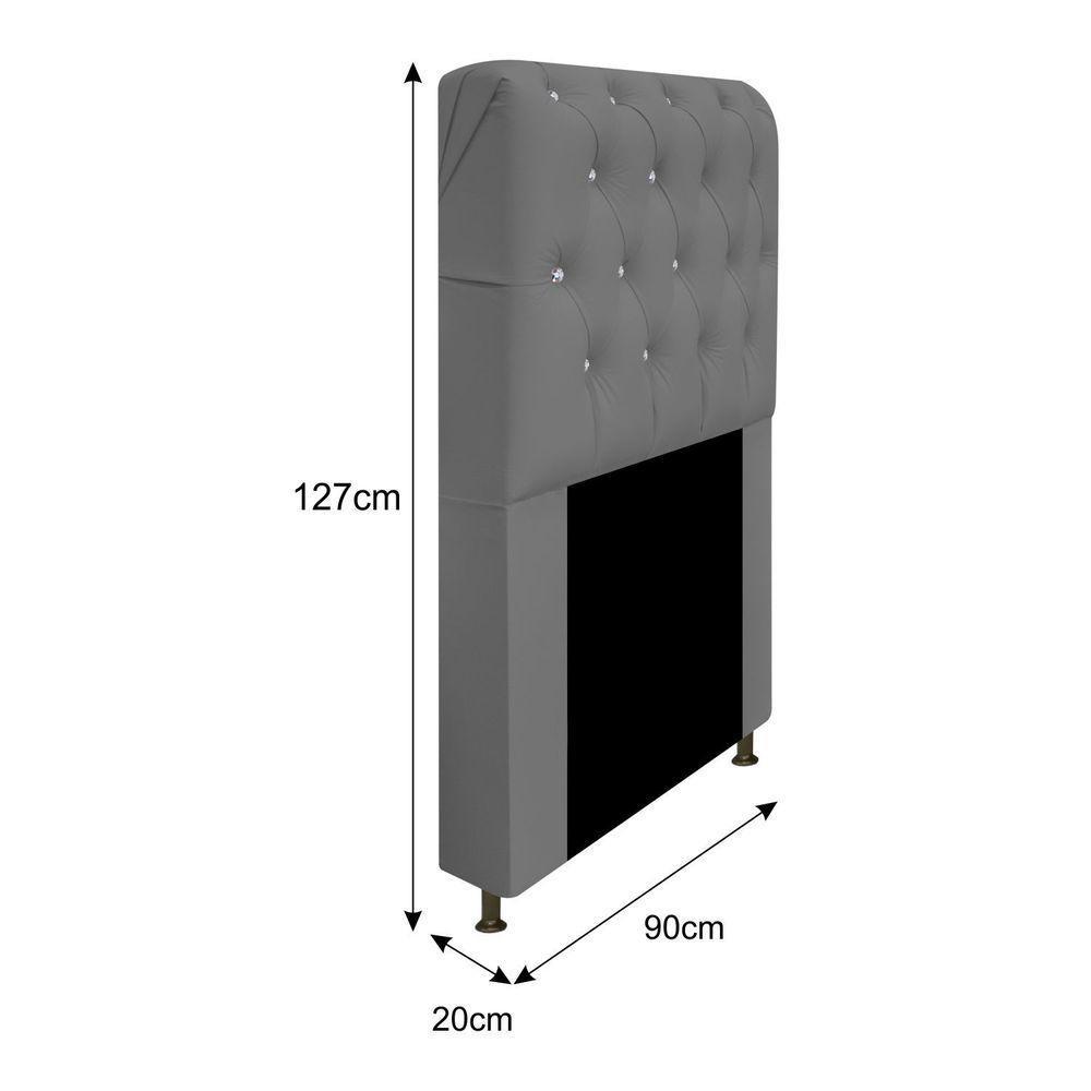 Cabeceira Solteiro Lady A05 C/ Strass 90 Cm Corano Cinza - 2