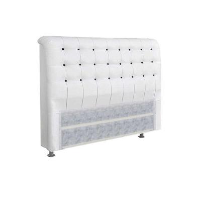 Cabeceira Cama Box Estofada Casal Casal Dama Plus Courano Branco/Preto - Simbal