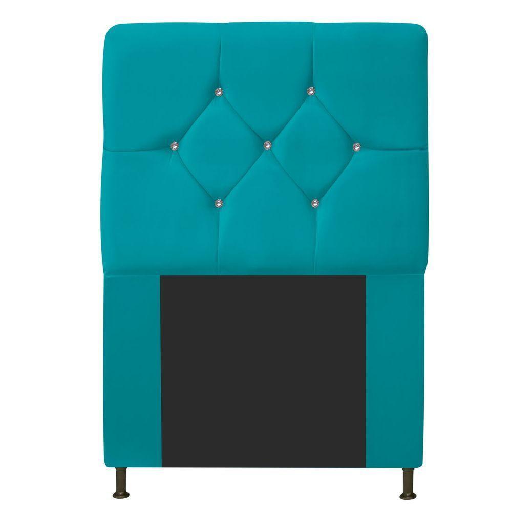 Cabeceira Solteiro França A05 C/ Strass 90 Cm Azul Turquesa - 3