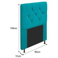 Cabeceira Solteiro França A05 C/ Strass 90 Cm Azul Turquesa - 2