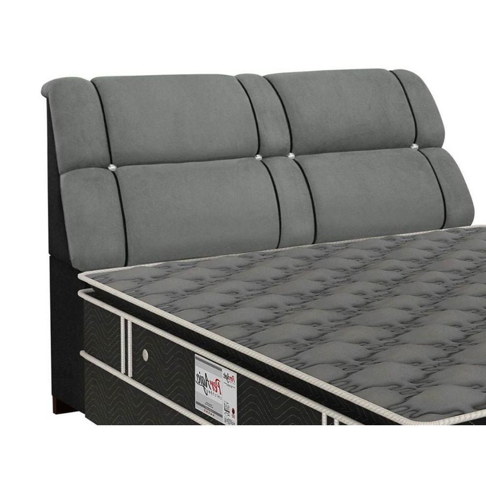 Cabeceira Cama Box Estofada King King Imperador Suede Cinza/Negro - Simbal - 1