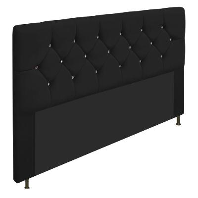 Cabeceira Queen França A05 C/ Strass 160 Cm Preto