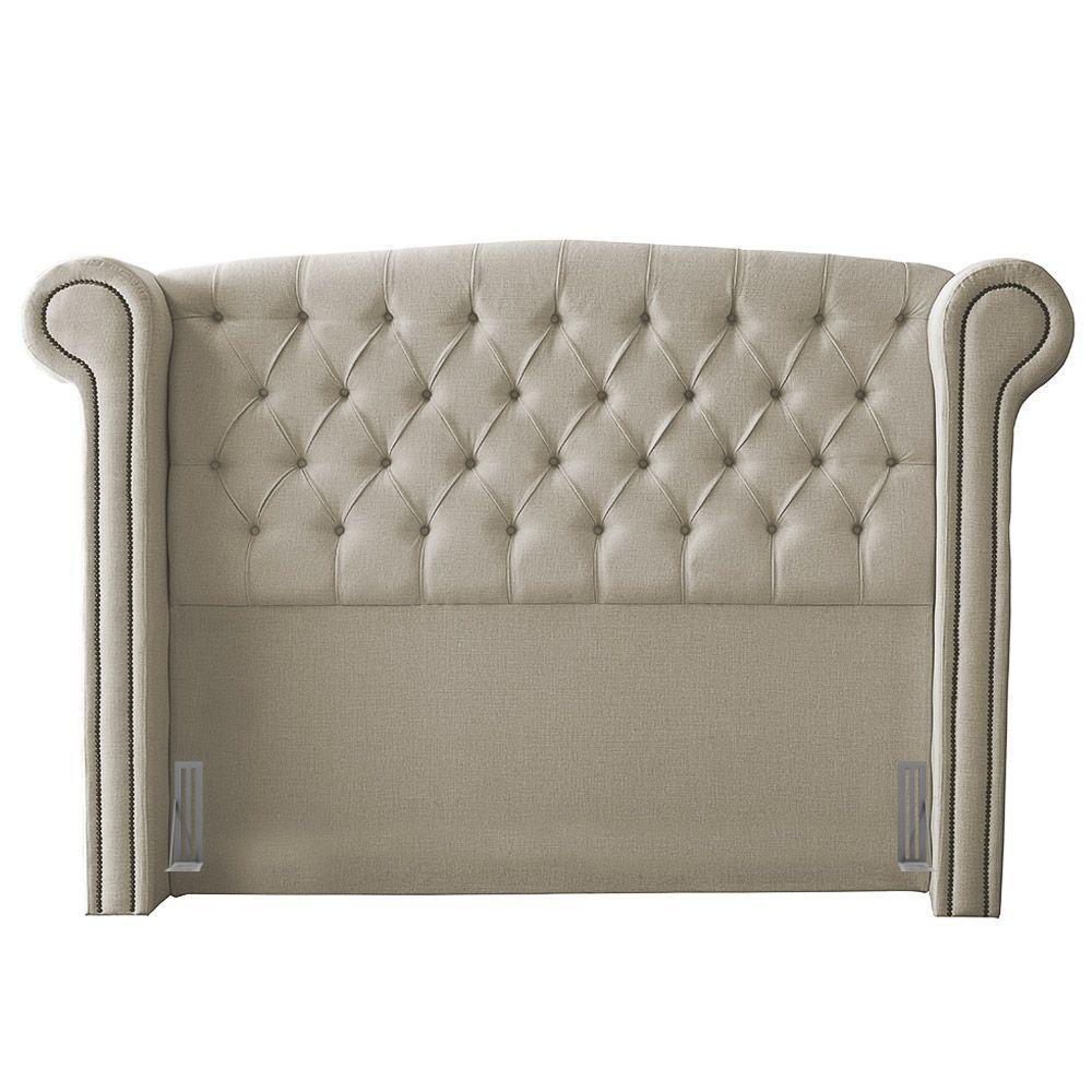 Cabeceira Cama Box Casal Adelle 140Cm Com Frame Suede Bege - 1
