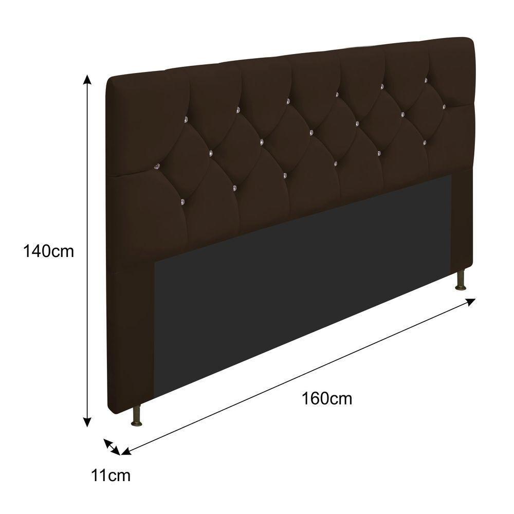 Cabeceira Queen C/ Strass 160 Cm Para Cama Box Corano Marrom - 2