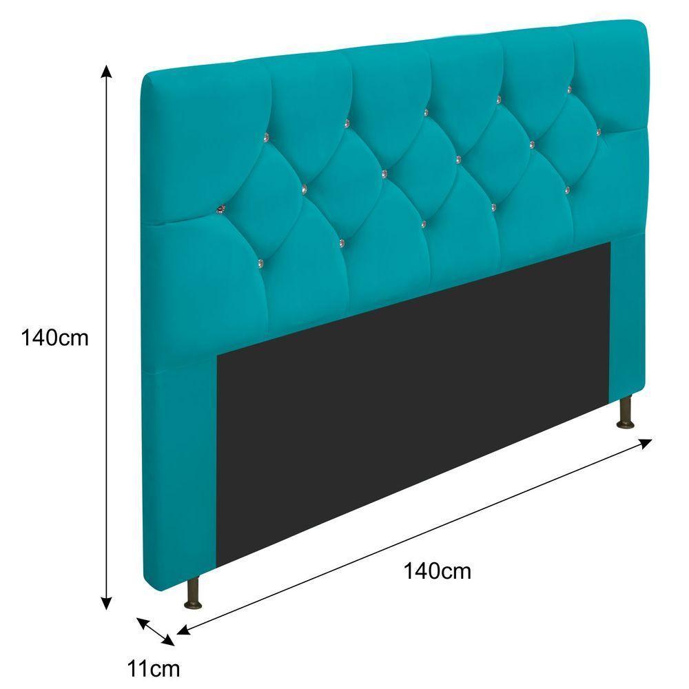 Cabeceira Casal 140 Cm Para Cama Box Suede Azul Turquesa - 2
