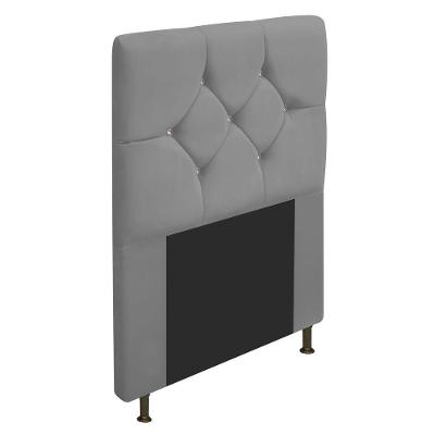 Cabeceira Solteiro C/ Strass 90 Cm Para Cama Box Suede Cinza
