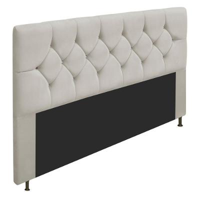 Cabeceira Queen C/ Strass 160 Cm Para Cama Box Suede Bege