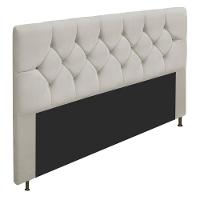 Cabeceira Queen C/ Strass 160 Cm Para Cama Box Suede Bege - 1