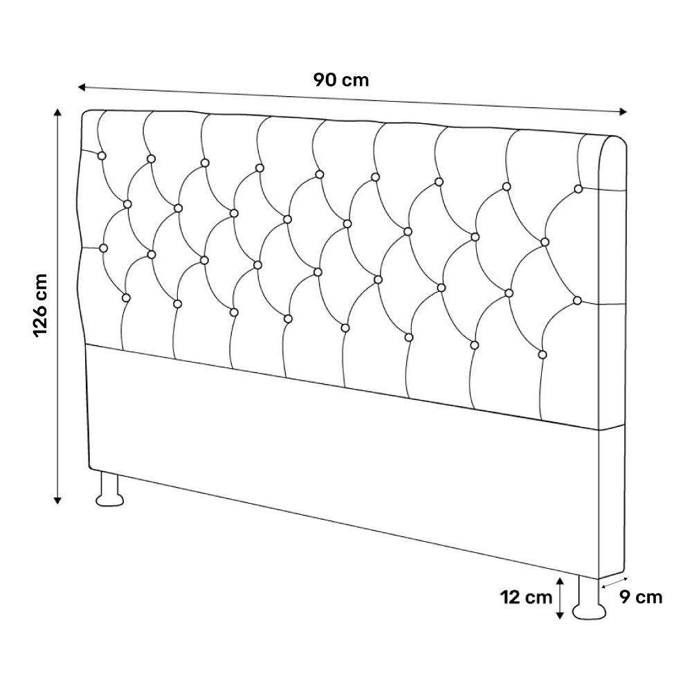 Cabeceira Cama Box Solteiro Lylla 90cm Capitonê Com Frame Linho Cacau - Abmaza - 5