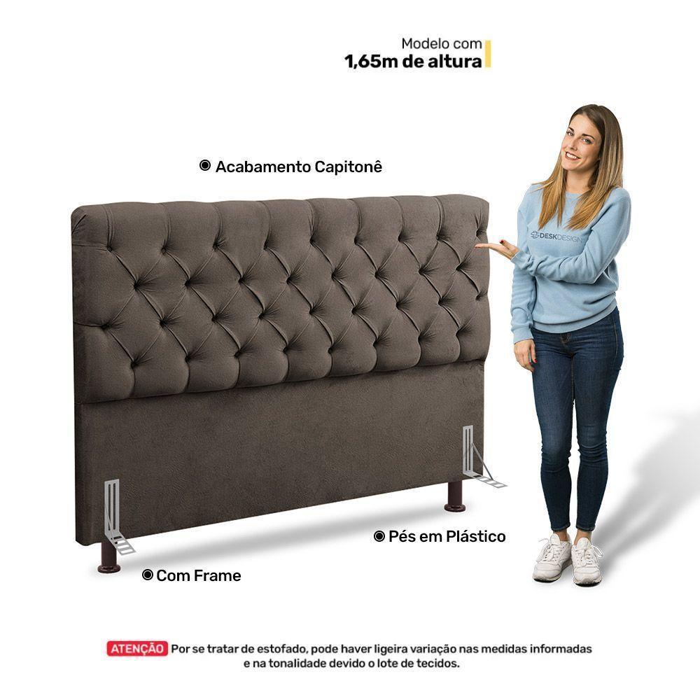 Cabeceira Cama Box Solteiro Lylla 90cm Capitonê Com Frame Linho Cacau - Abmaza - 6