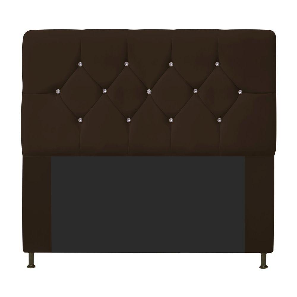 Cabeceira Casal C/ Strass 140 Cm Para Cama Box Corano Marrom - 1
