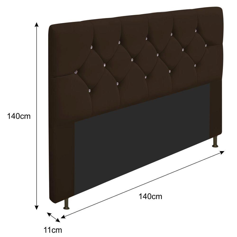 Cabeceira Casal C/ Strass 140 Cm Para Cama Box Corano Marrom - 2
