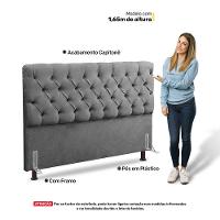 Cabeceira Cama Box Casal Queen Size Lylla 160cm Capitonê Com Frame Suede Cinza - Abmaza - 5