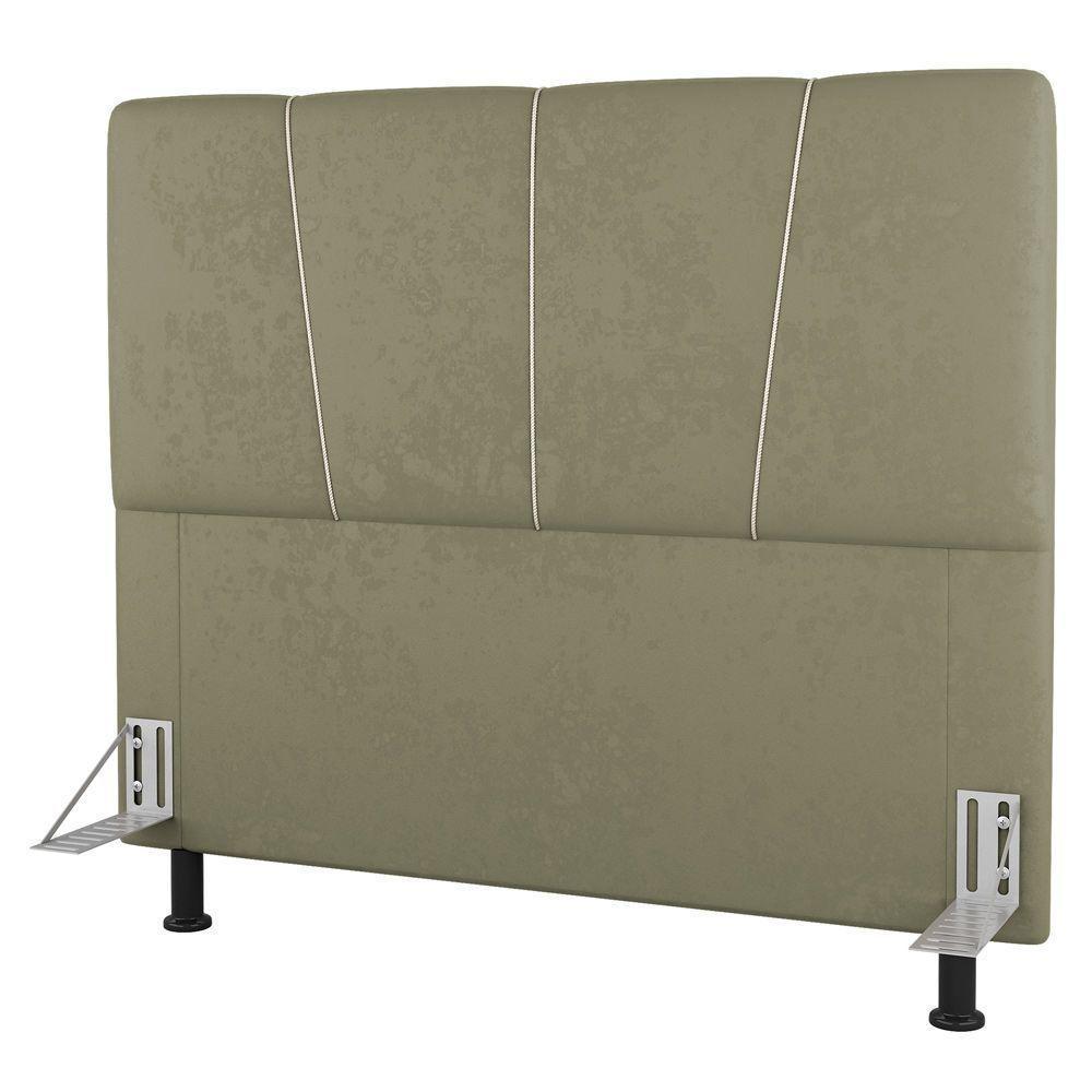 Cabeceira Cama Box Solteiro Amber 90cm Estofada Sintético Bege - Abmaza - 1