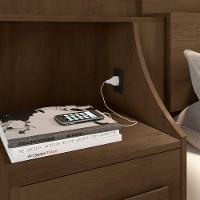 Cabeceira P/Cama De Mdf Rv Móveis Síria C/Mesa Lateral Noce