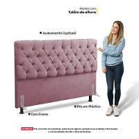 Cabeceira Cama Box Casal Queen Size Lylla 160cm Capitonê Com Frame Veludo Rosê - Abmaza - 5