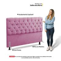Cabeceira Cama Box Casal Queen Size Lylla 160cm Capitonê Com Frame Suede Rosa - Abmaza - 5