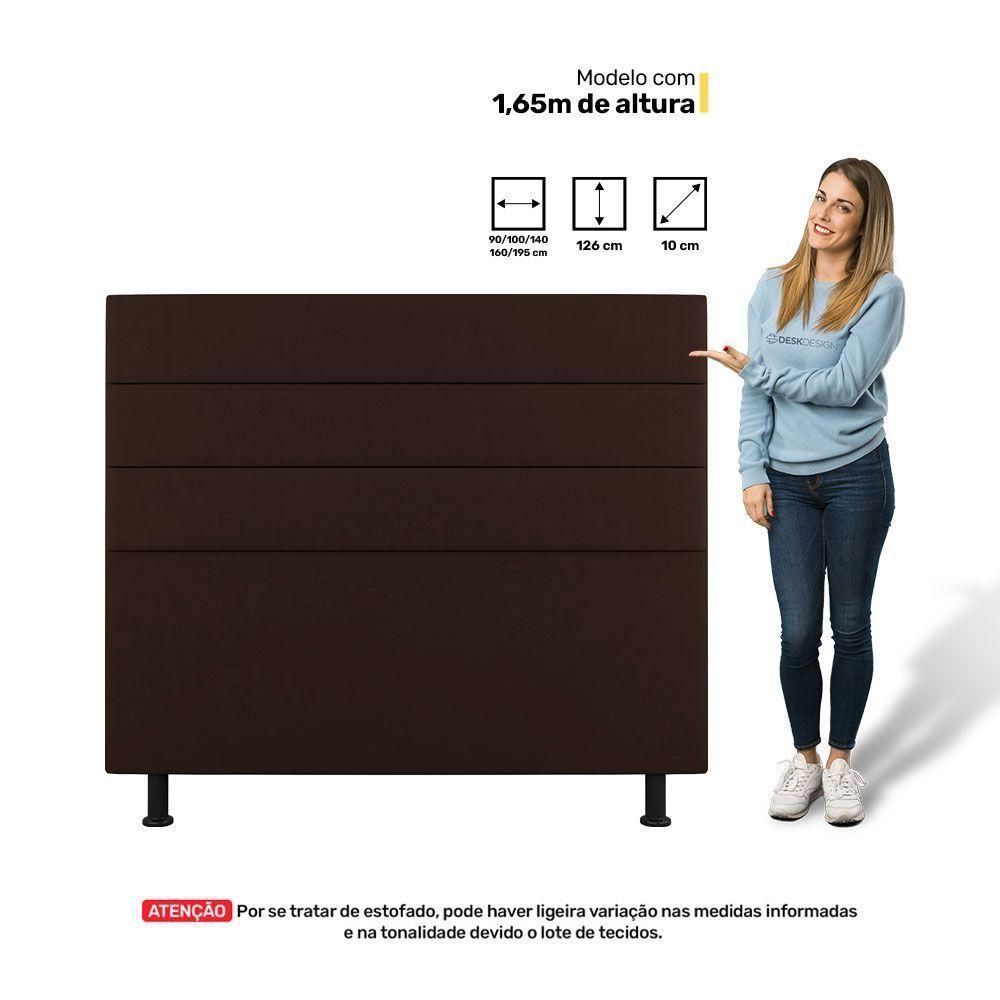 Cabeceira Cama Box Casal Queen Size Malik 160cm Suede Marrom - Abmaza - 4