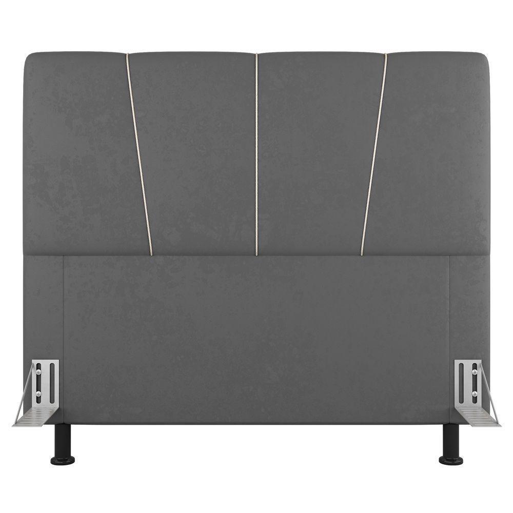 Cabeceira Cama Box Solteiro Amber 90cm Estofada Linho Cinza - Abmaza - 7