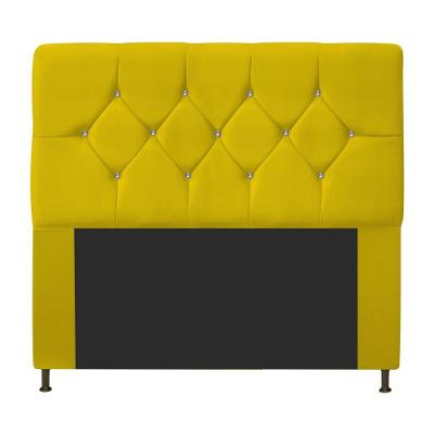 Cabeceira Casal C/ Strass 140 Cm Para Cama Box Suede Amarelo