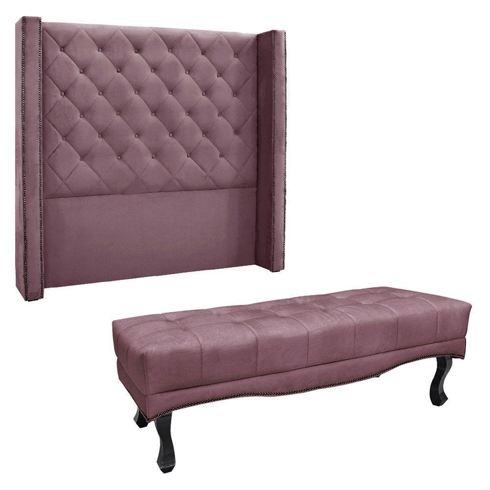 Kit Cabeceira E Calçadeira Solteiro 0,90M Uva - 1