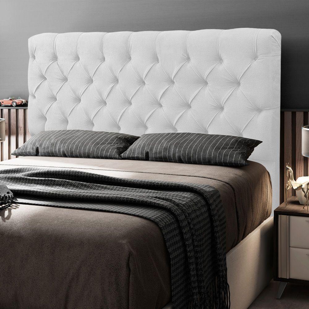 Cabeceira Cama Box Casal Queen Size Lylla 160cm Capitonê Com Frame Sintético Branco - Abmaza - 6