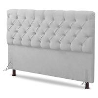 Cabeceira Cama Box Casal Queen Size Lylla 160cm Capitonê Com Frame Sintético Branco - Abmaza - 1