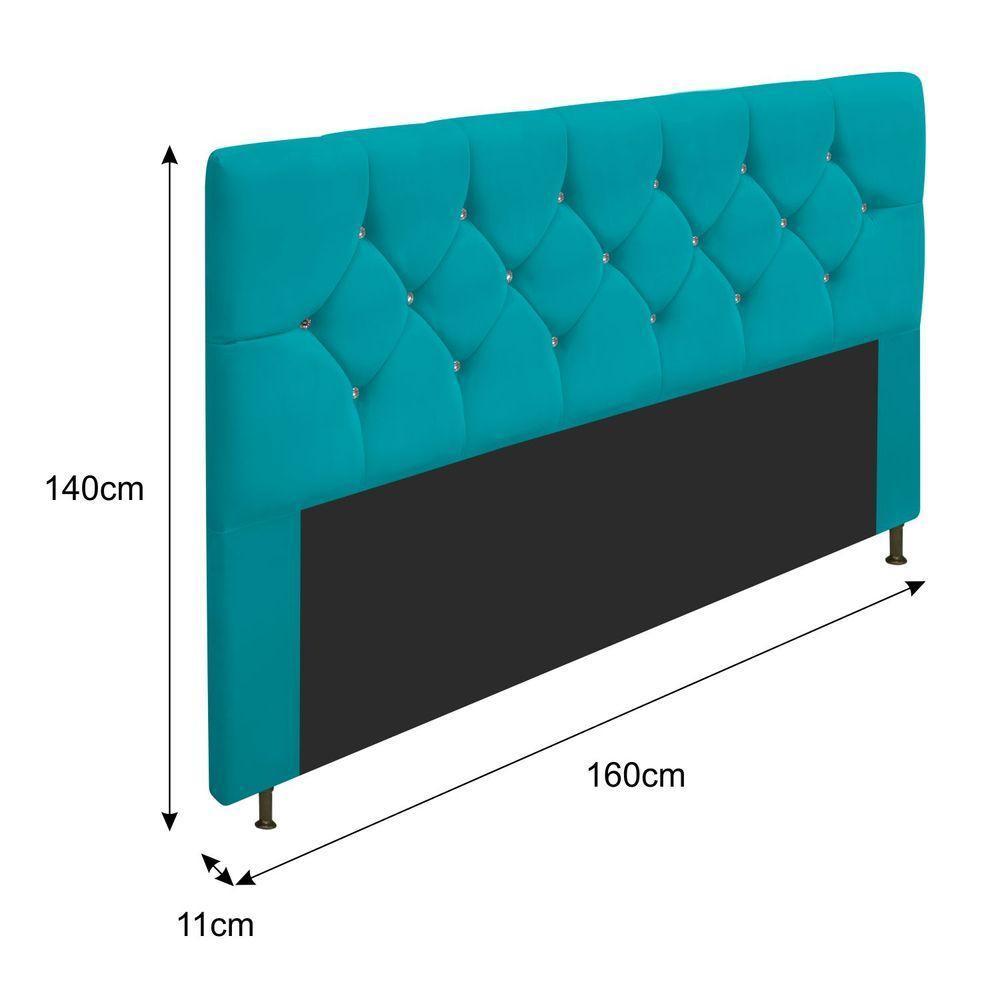 Cabeceira Queen 160 Cm Cama Box Suede Azul Turquesa - 2