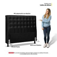 Cabeceira Cama Box Casal King Size Ciara 195cm Botonê Com Frame Suede Preto - Abmaza - 9