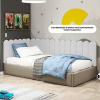 Painel Cabeceira Cama Box Solteiro Lana 90cm Sintético Branco - Abmaza - 5