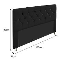 Cabeceira Queen C/ Strass 160 Cm Para Cama Box Suede Preto - 2