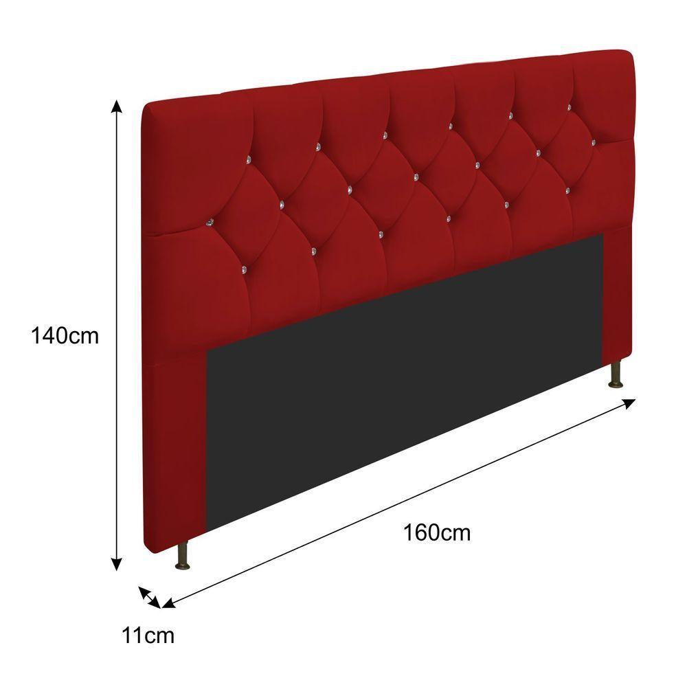 Cabeceira Queen 160 Cm Para Cama Box Suede Vermelho - 2